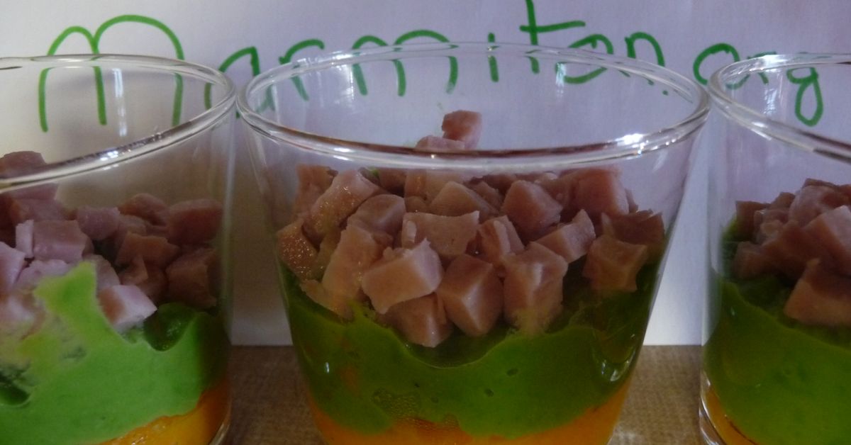 Verrines carottes petitspois jambon recette de Verrines carottes
