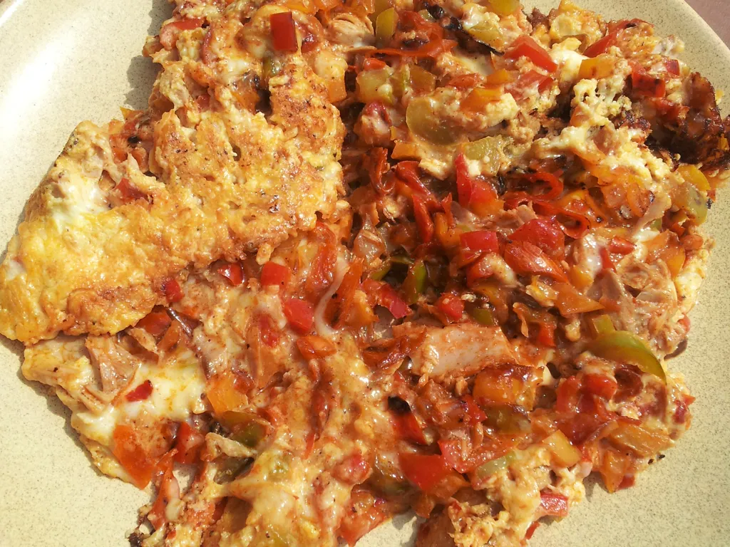 omelette aux oignons et poivrons