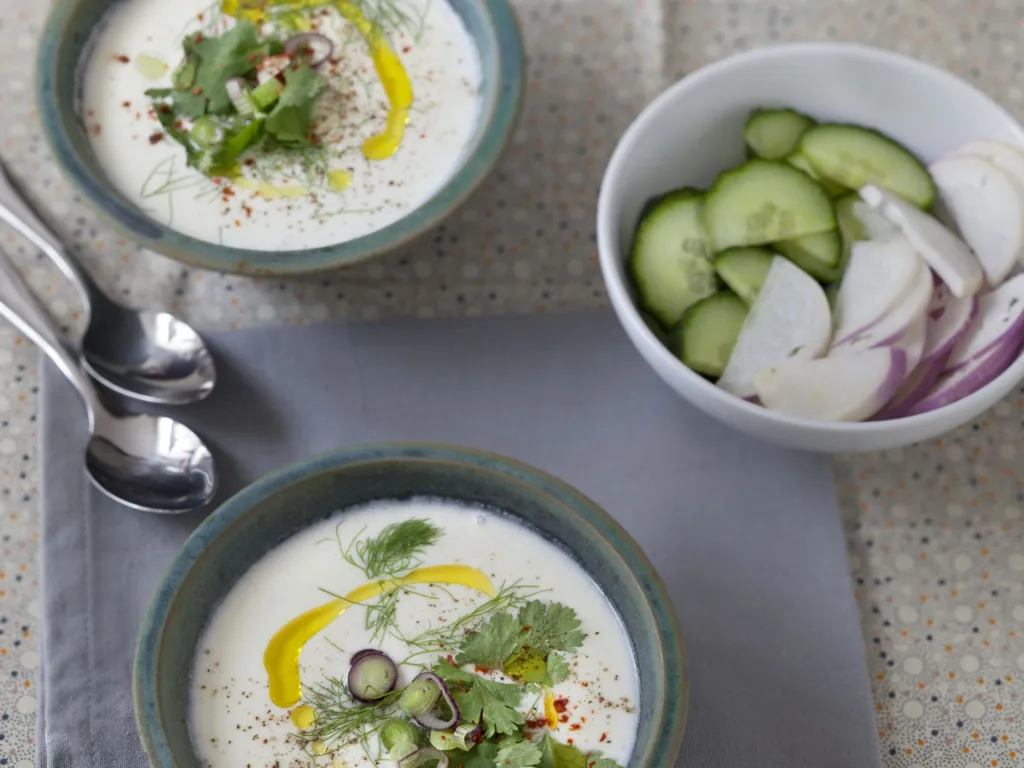 soupe froide au yaourt à l'aneth (turquie) - cacik