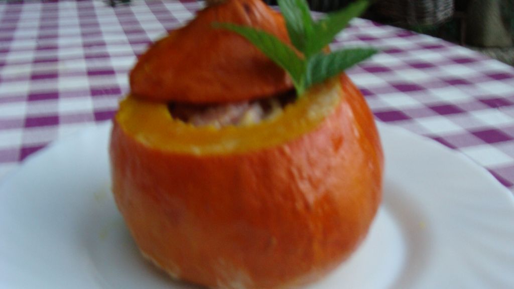 Potimarron farci aux lardons