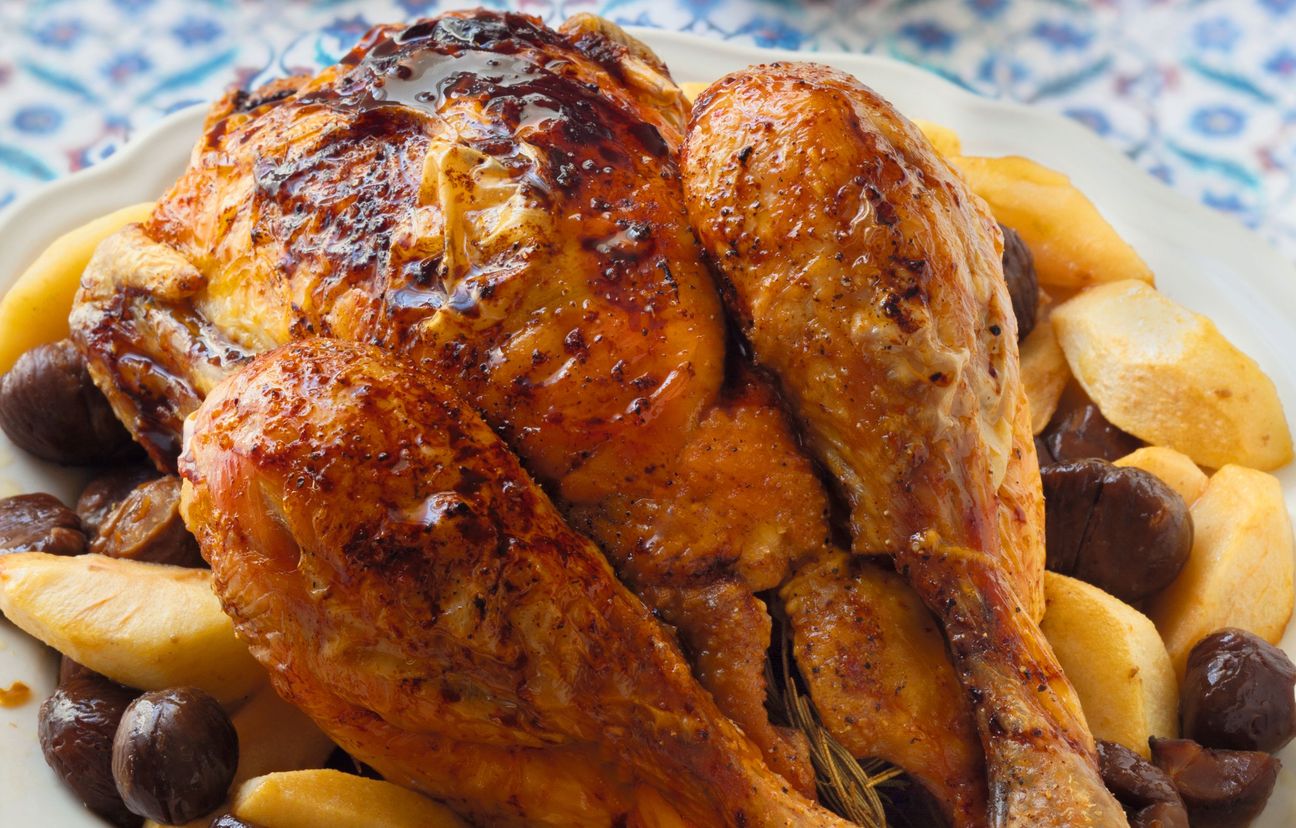 Pintade chaponne aux pommes et aux châtaignes : Recette de Pintade
