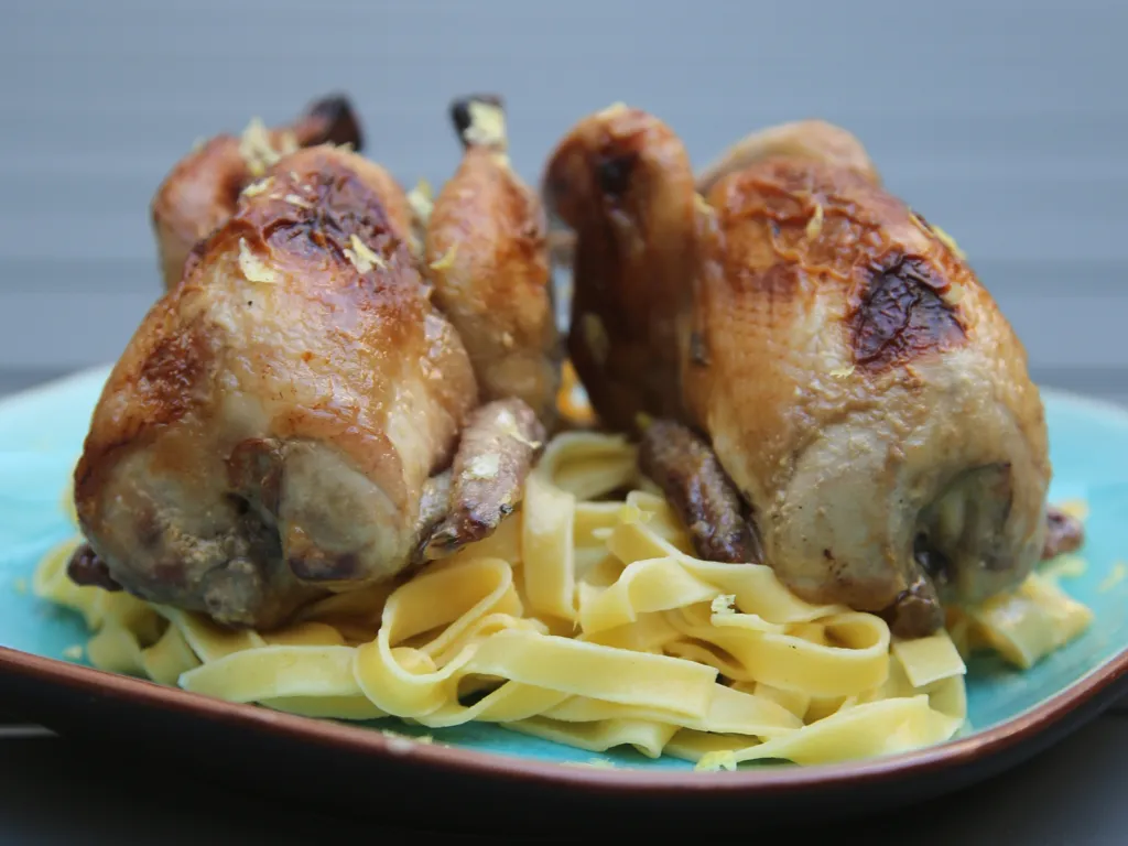 cailles à la moutarde et au miel