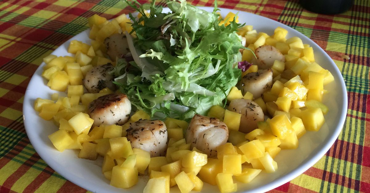 Salade de St-Jacques aux mangues : recette de Salade de St-Jacques aux