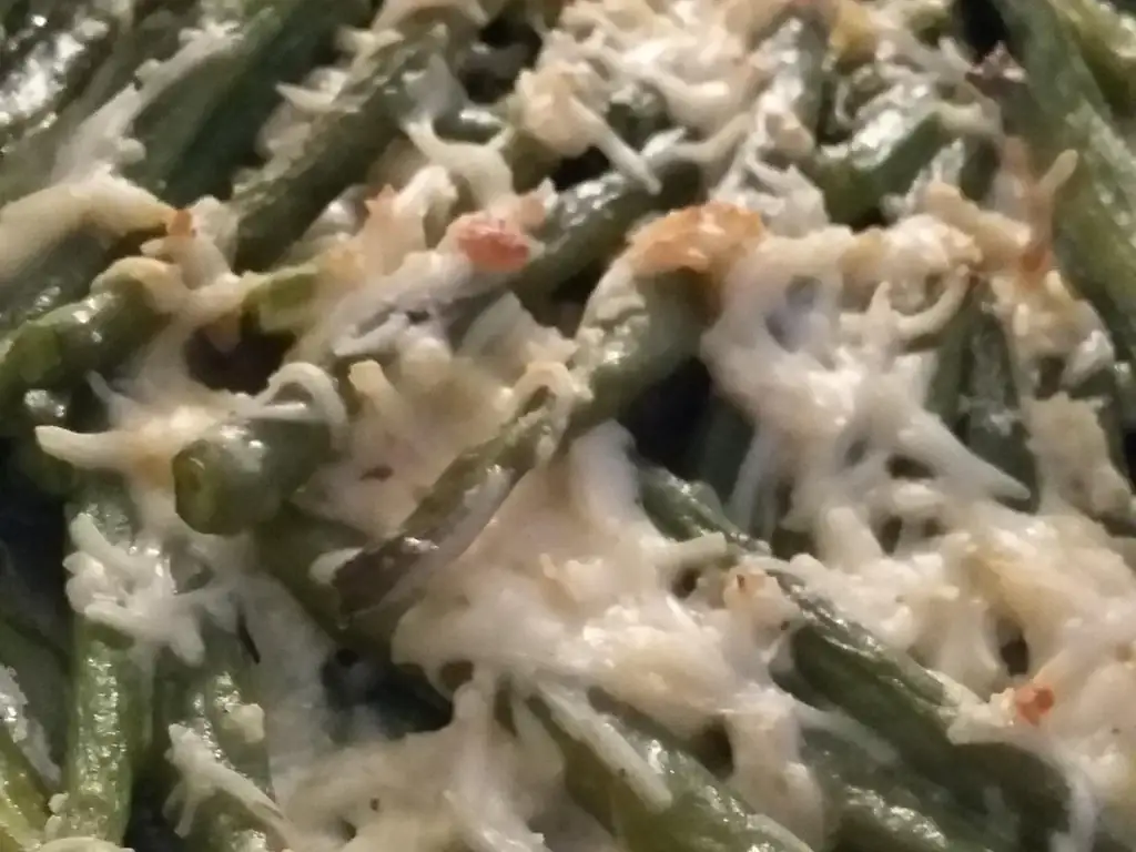 gratin de haricots verts aux champignons
