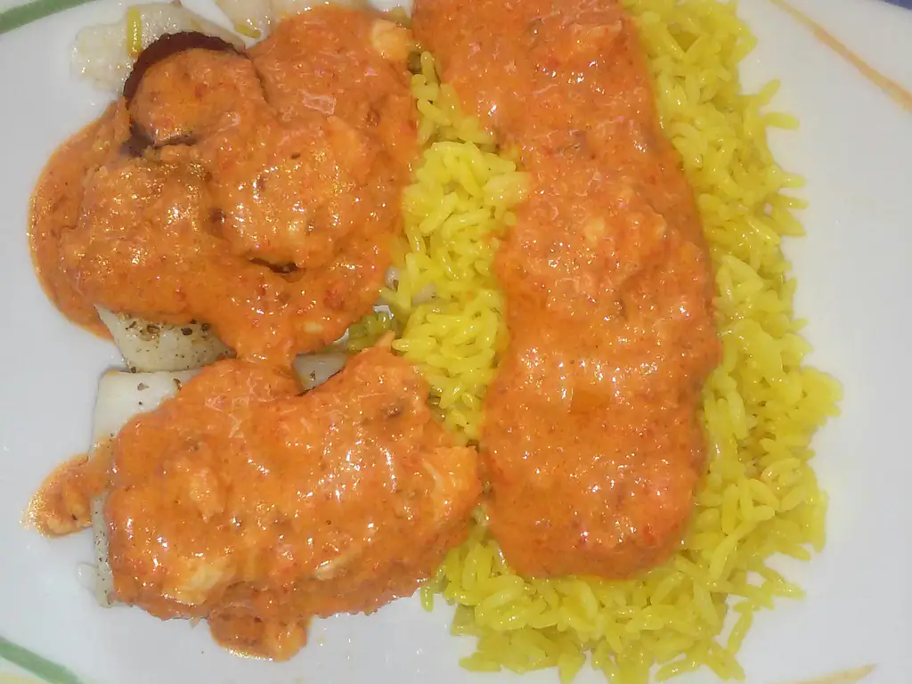 cabillaud sauce chorizo poivrons grillés