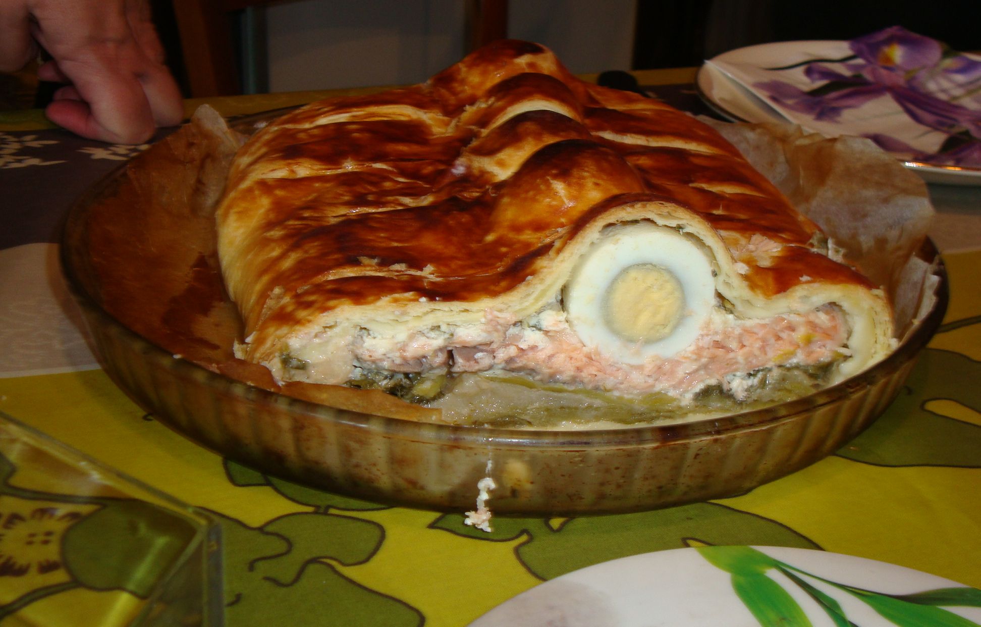 Tourte de saumon aux poireaux et aux oeufs durs Recette de Tourte de