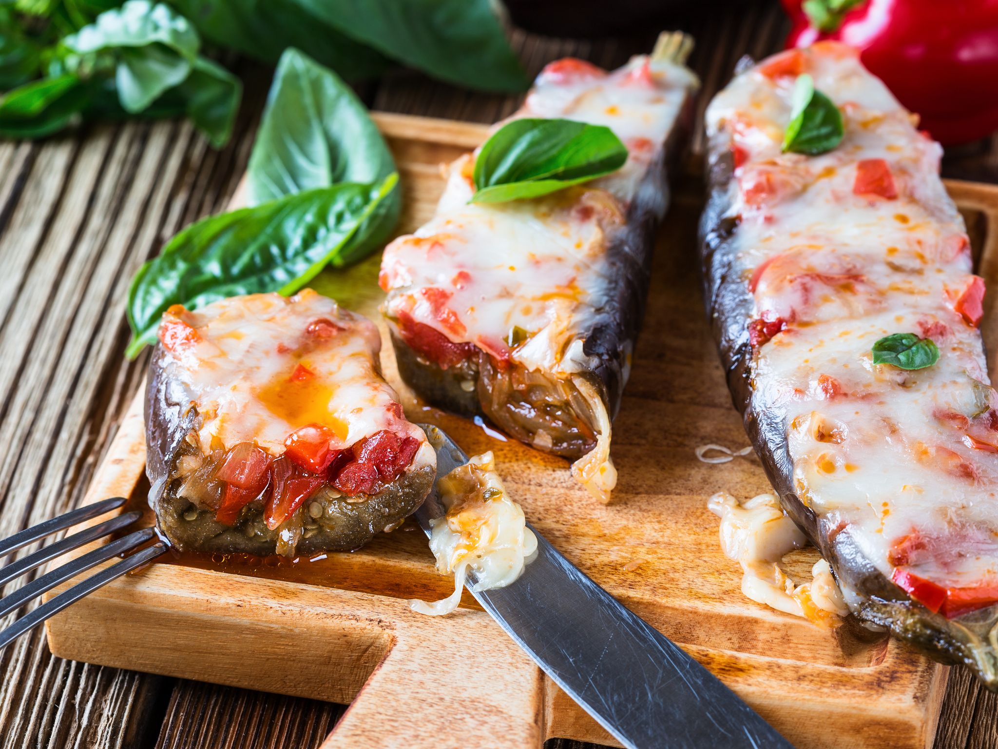 Aubergines farcies light au pesto Recette de Aubergines farcies light