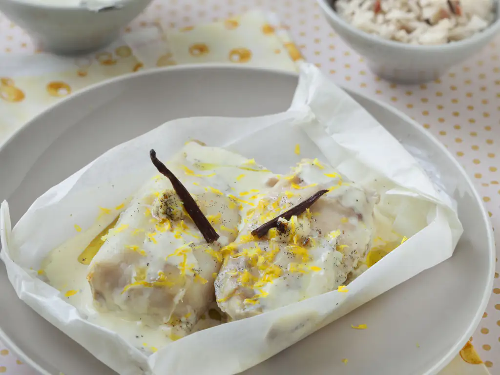 lieu jaune en papillote à la vanille