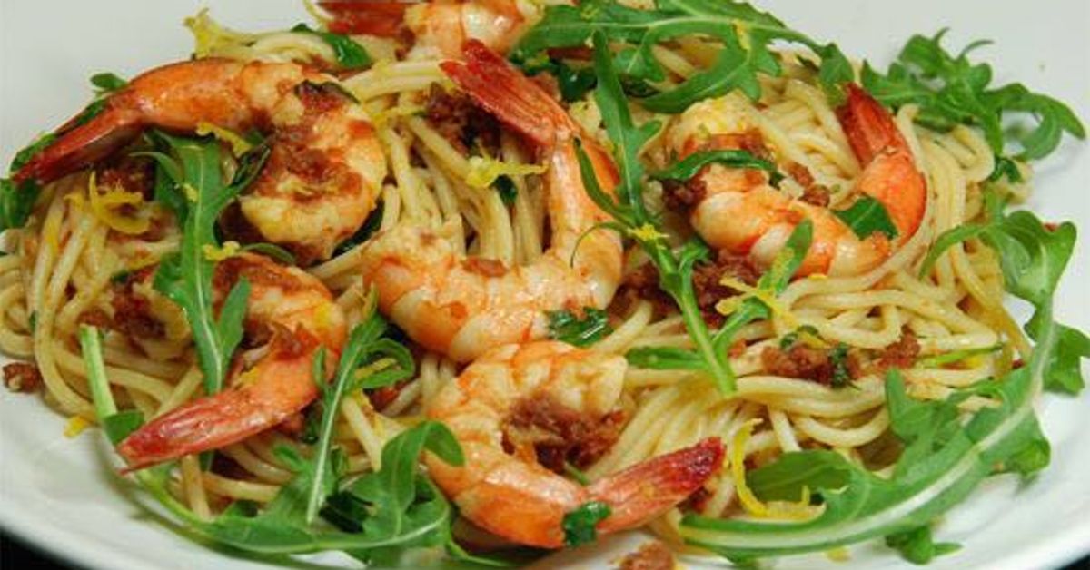 Spaghetti Citron, Roquette Et Crevettes : Recette De Spaghetti Citron ...