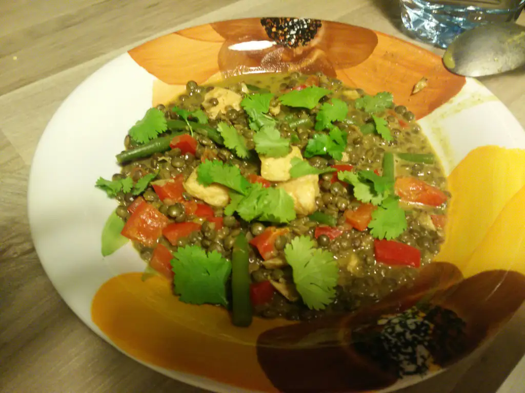 saumon au curry et lentilles du puy