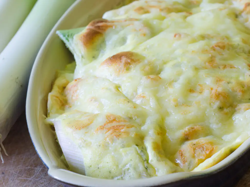 gratin de poireaux aux lardons