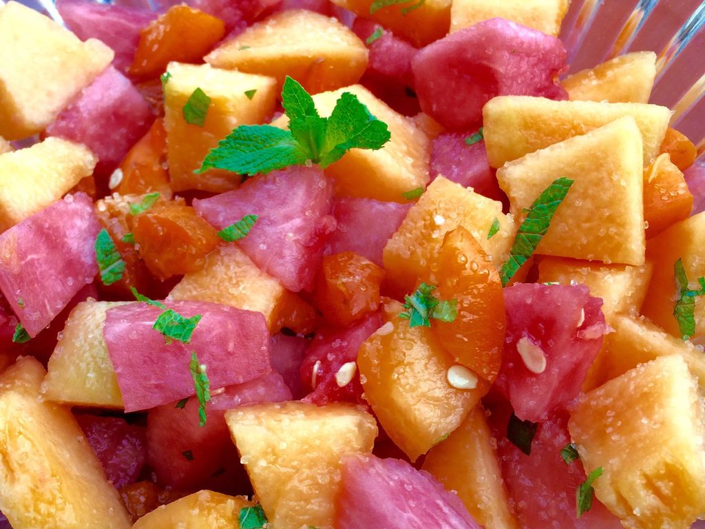 Pastèque en salade et melon au thé vert Recette de Pastèque en salade