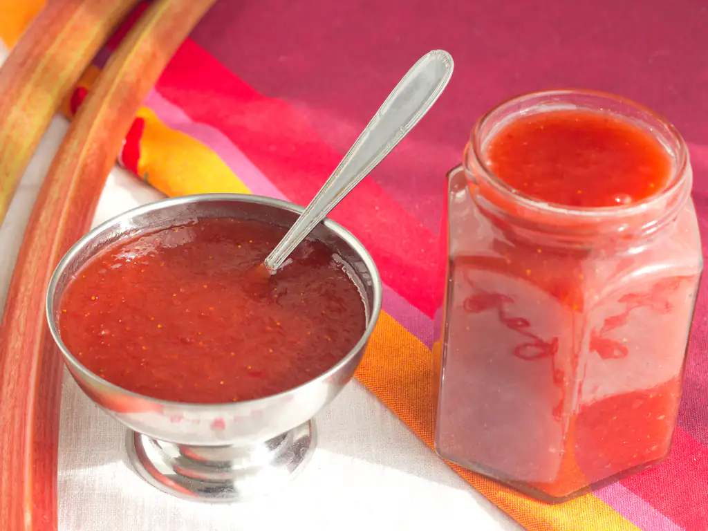 confiture de rhubarbe et framboises