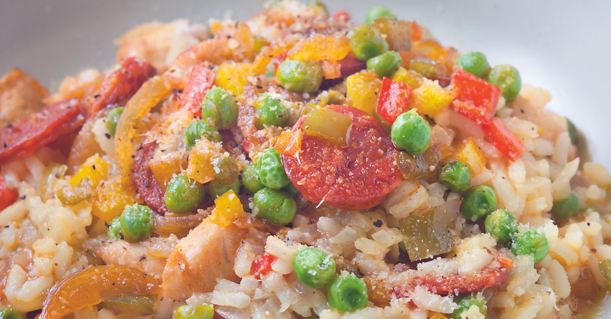 Risotto au poulet et chorizo : recette de Risotto au poulet et chorizo
