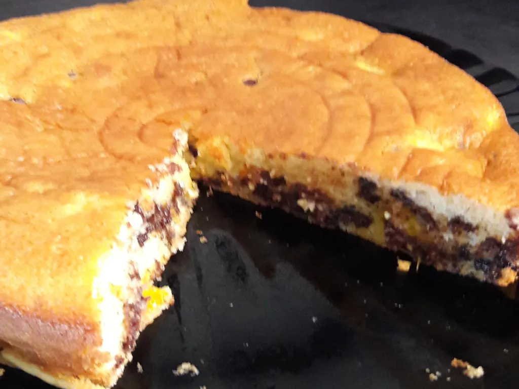 gâteau au yaourt-nectarine-pépites de chocolat