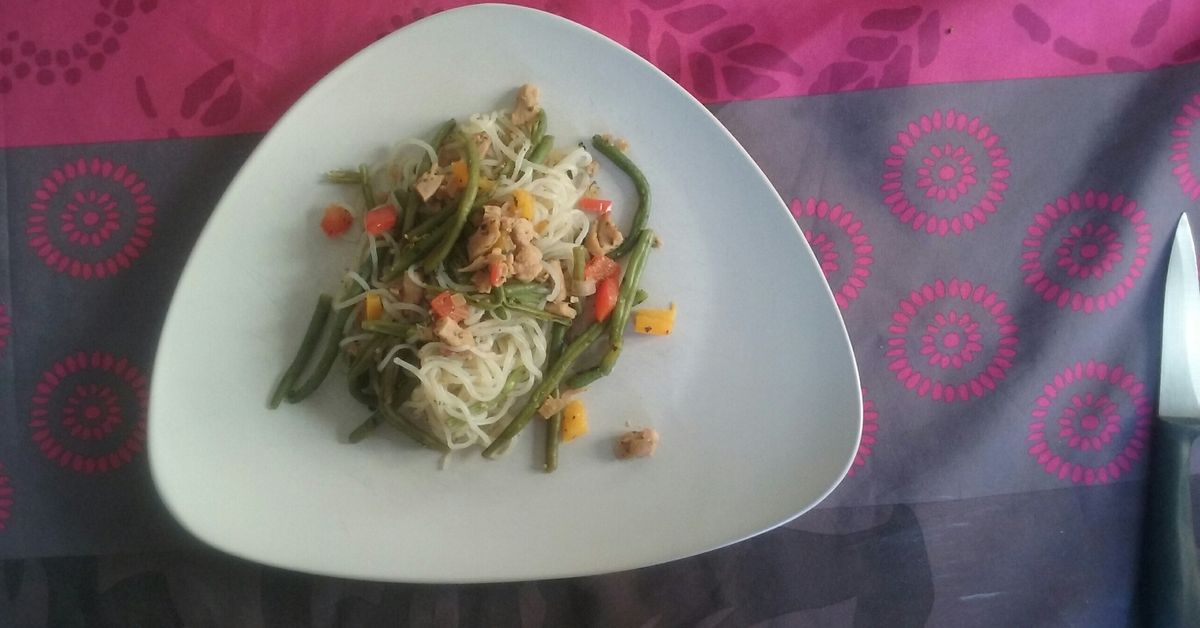 Pâtes Konjac à l'émincé de soja recette de Pâtes Konjac à l'émincé de