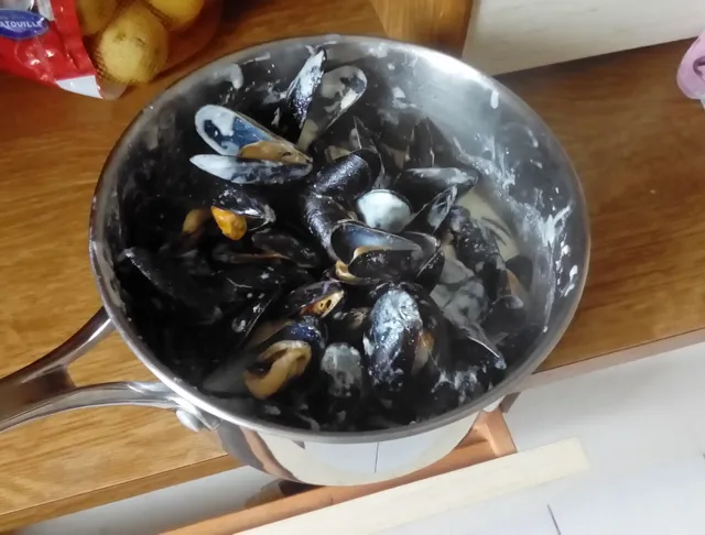 Moules à la crème et au vin blanc : recette de Moules à la crème et au