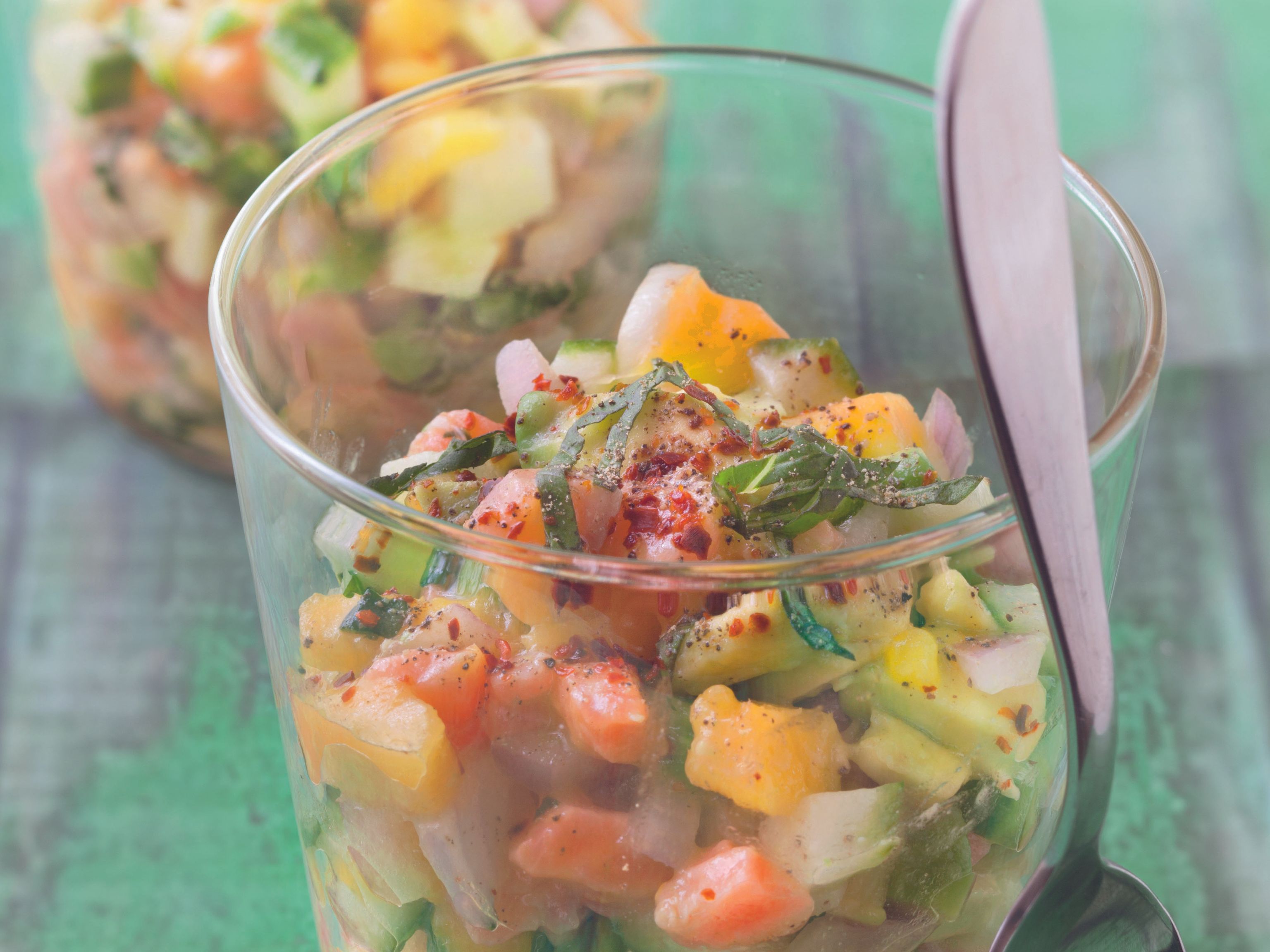 Tartare Saumon Avocat Mangue : Recette De Tartare Saumon Avocat Mangue ...