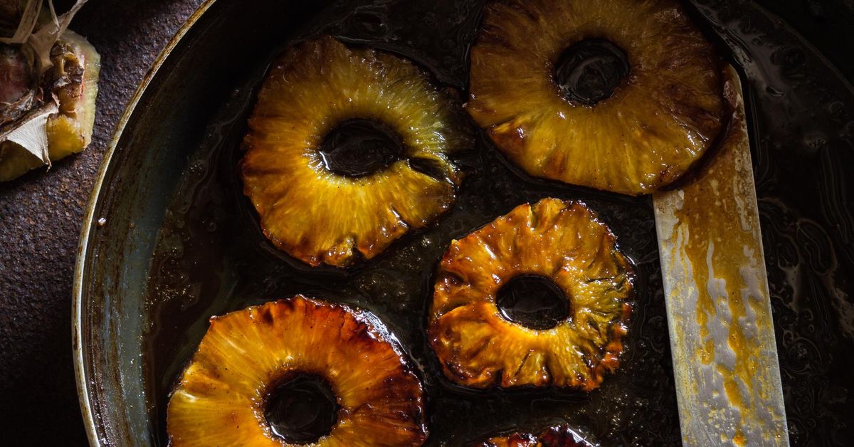 ananas poêlé, sauce carambar recette de ananas poêlé, sauce carambar