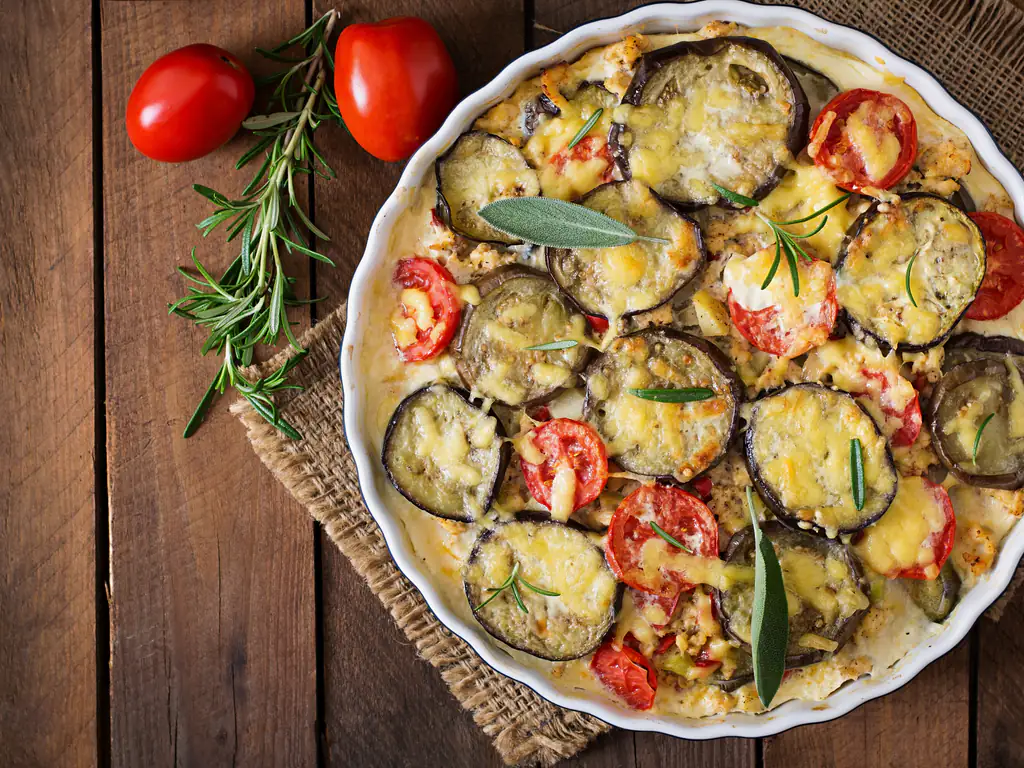 gratin méridional, sauce basilic