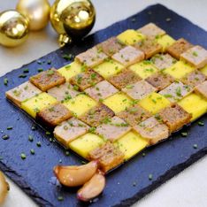 Damier foie gras pain d'épices et mangue
