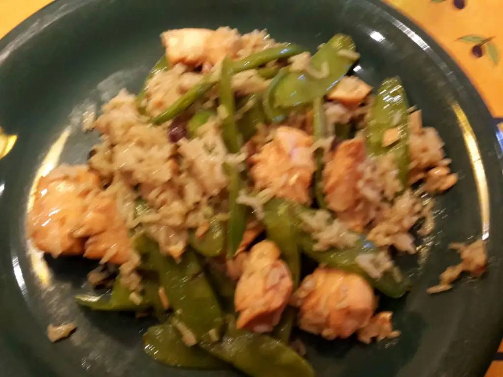 teriyaki de saumon et pois gourmands