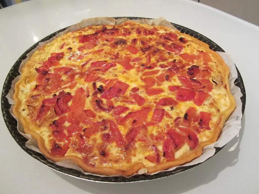 tarte aux oignons et aux poivrons