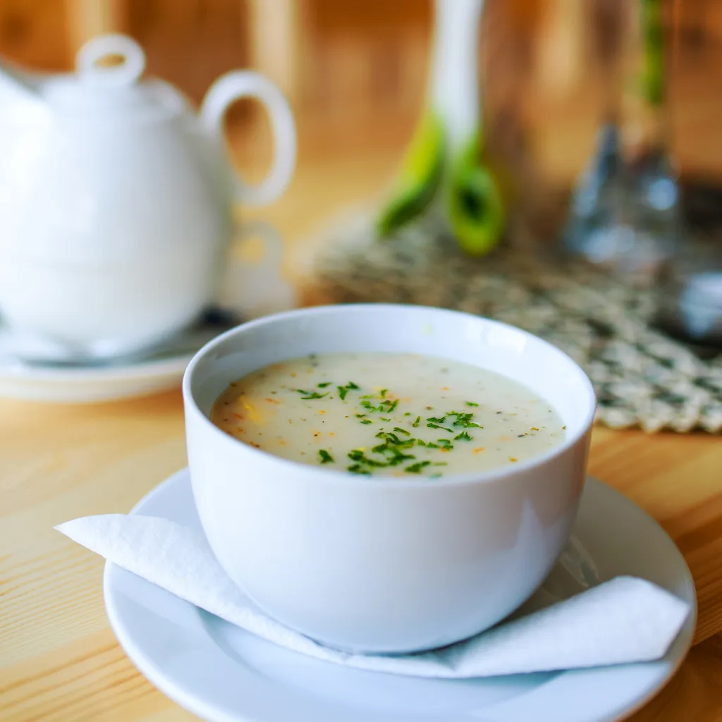 Bouillon à l'ail et à l'œuf poché