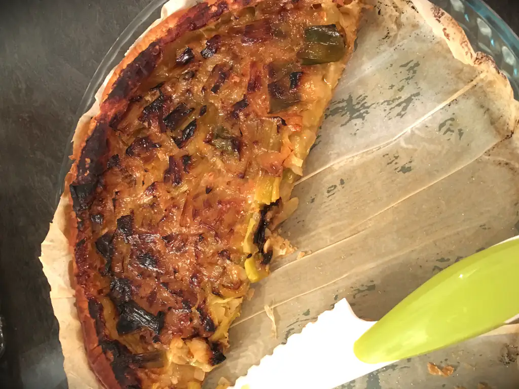 tarte fondante aux poireaux et oignons