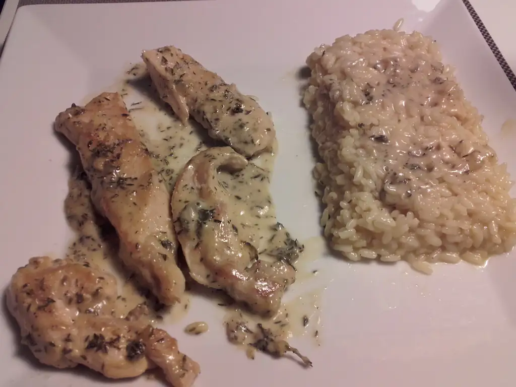 poulet au thym et son risotto