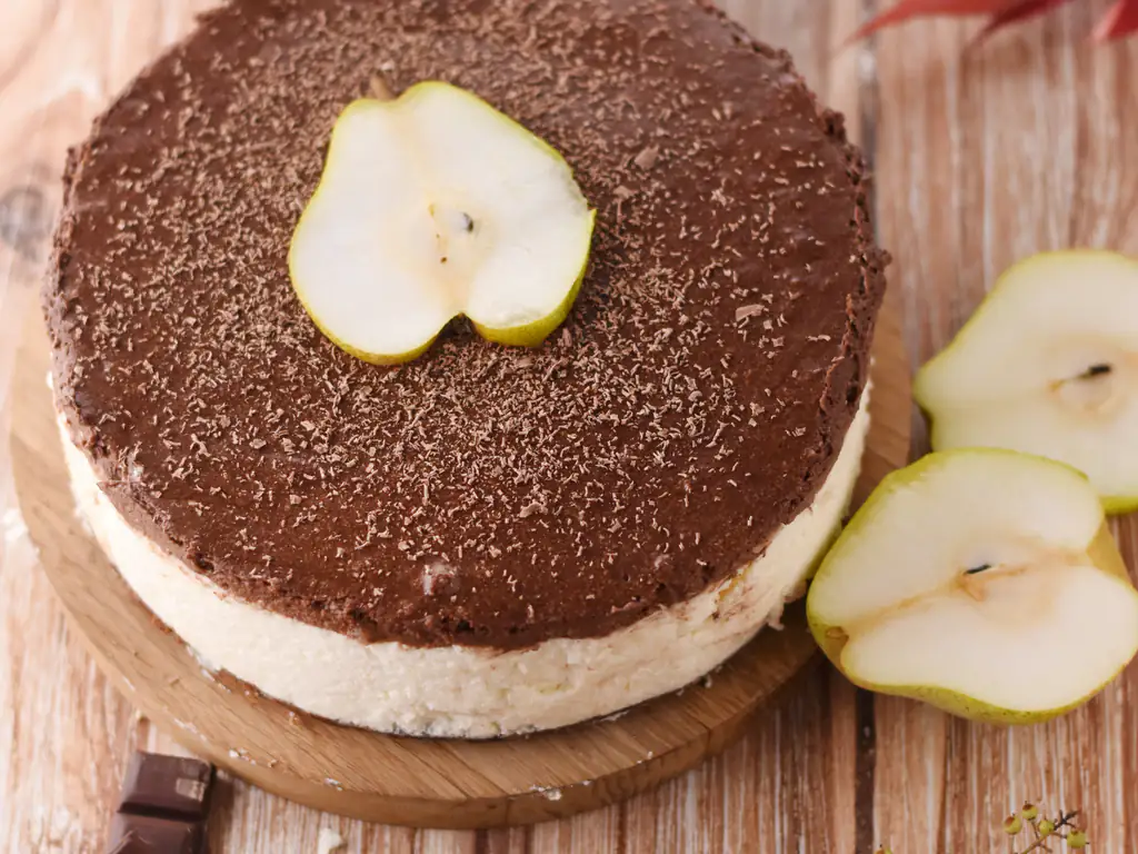 bavarois poire chocolat sur génoise