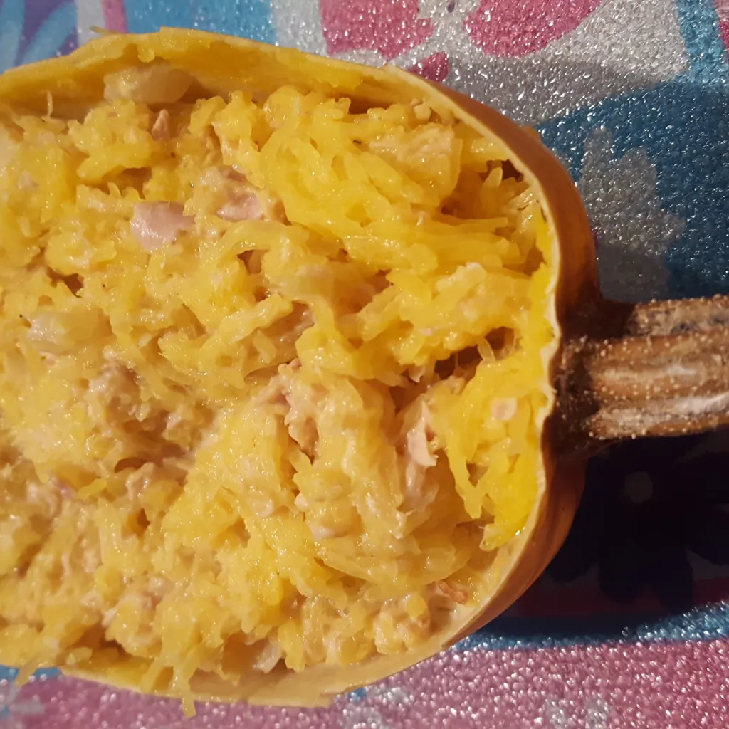 Courge spaghetti sauce carbonara de thon-image