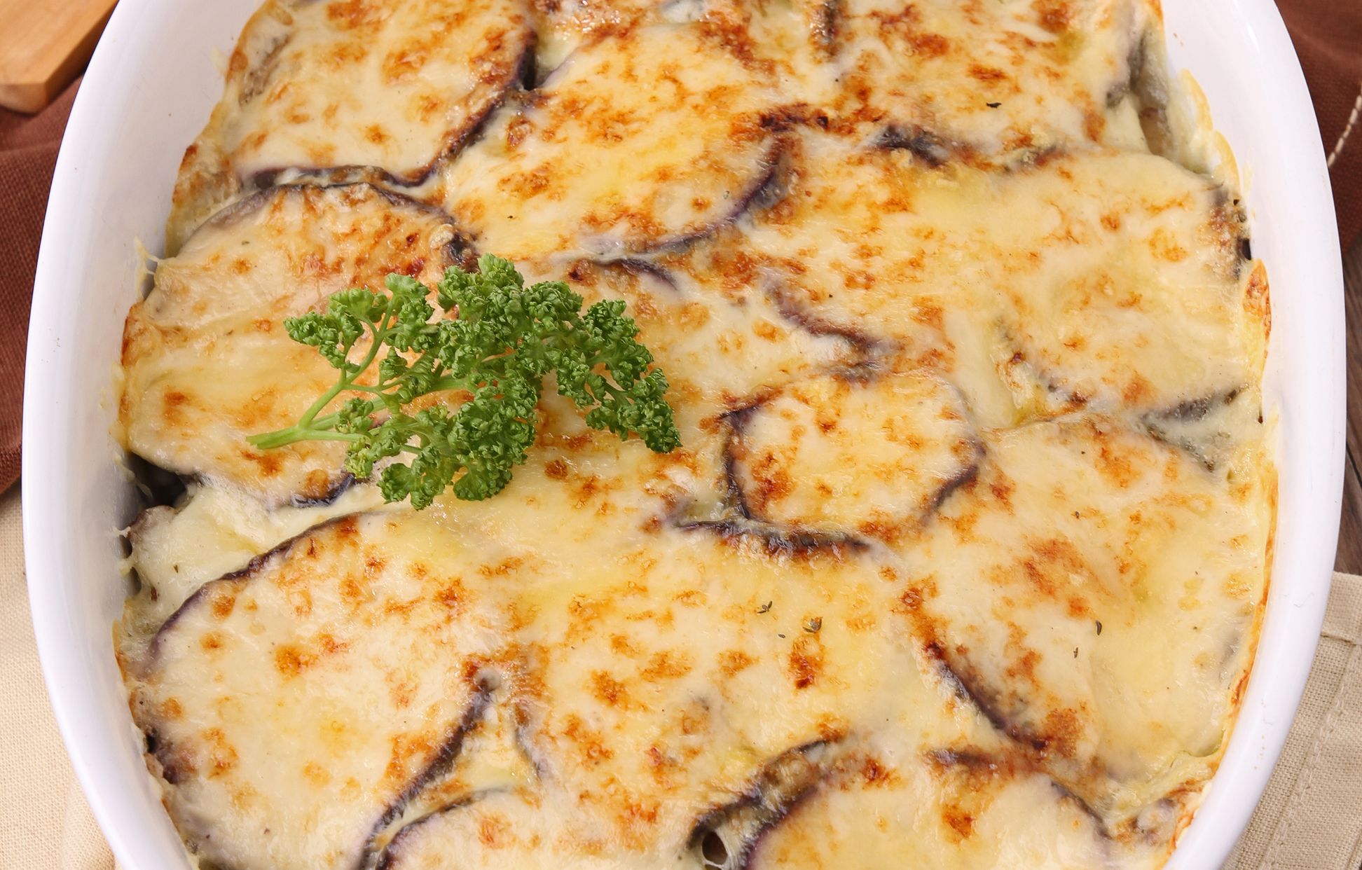 gratin aubergines mozzarella lardons oignons Recette de gratin