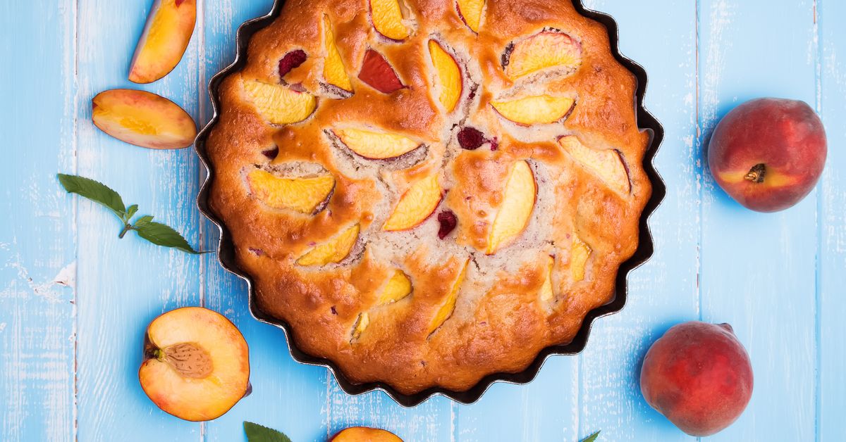 Gâteau à la pêche et à la menthe recette de Gâteau à la pêche et à la menthe