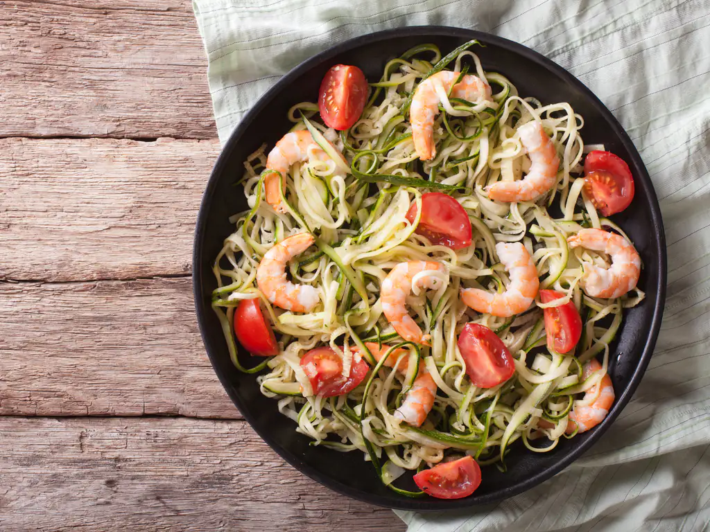 crevettes et courgettes au curry et lait de coco