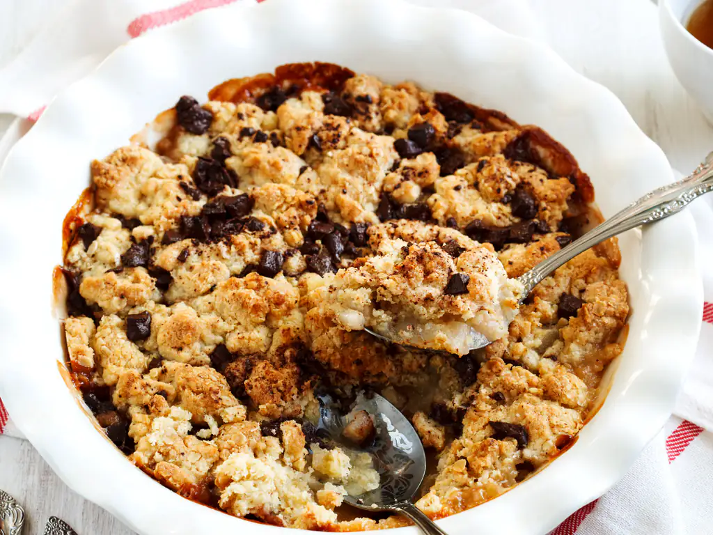 crumble fondant au chocolat et fruits d'automne