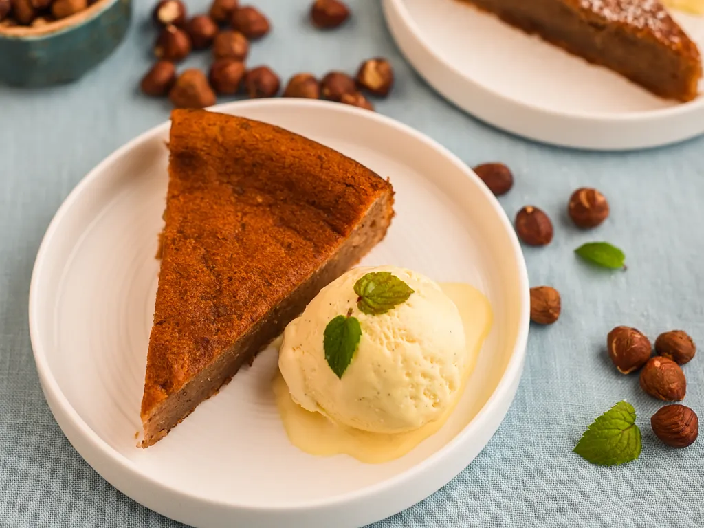 gâteau de farine de chataigne, noisettes et chocolat