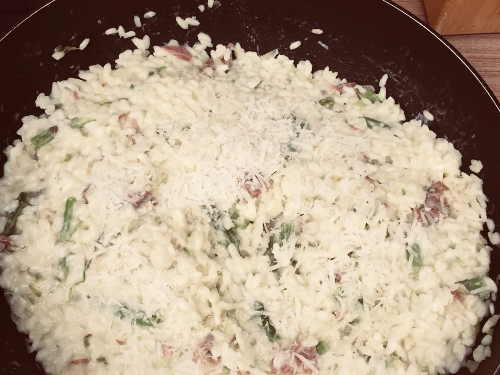 risotto d'asperges vertes et coppa