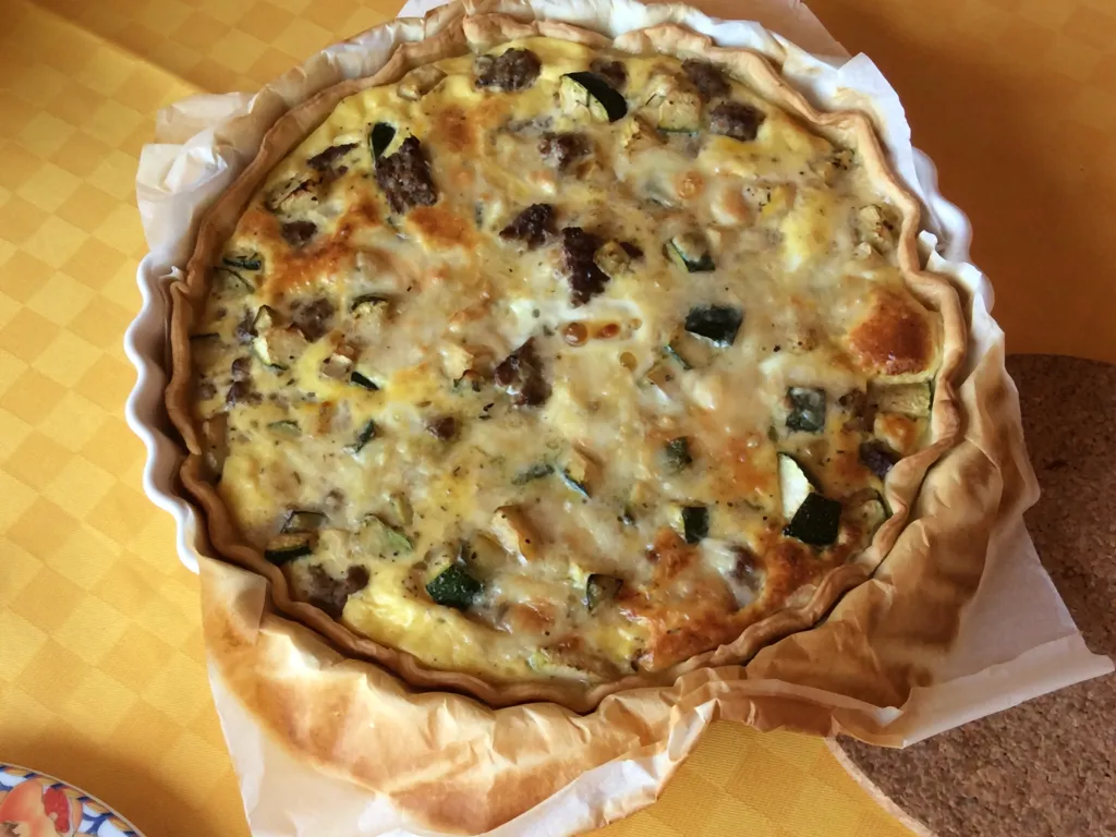 quiche feta, courgette et viande hachée