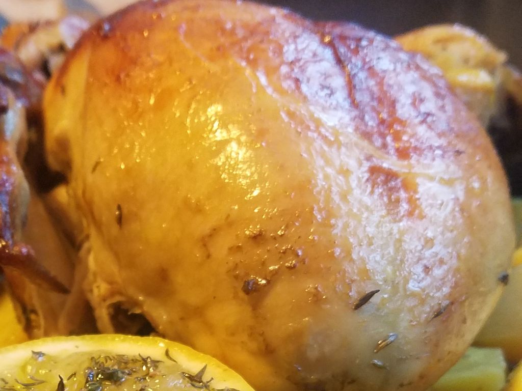 Poulet rôti citron/moutarde à la broche Recette de Poulet rôti citron/moutarde à la broche