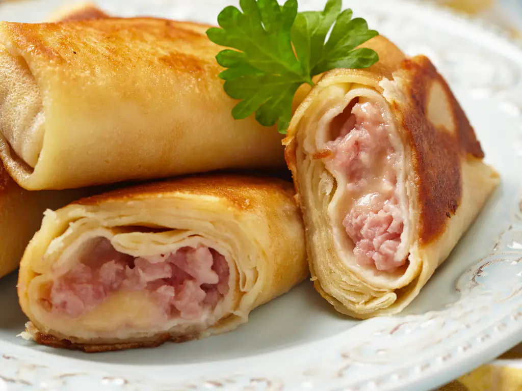 crêpe roulée au jambon et fromage frais