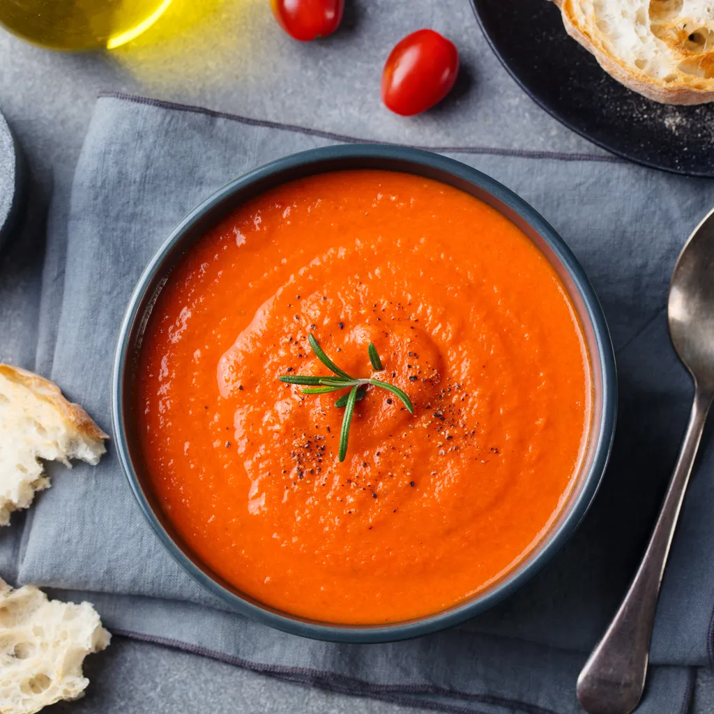 Soupe à la tomate facile : Recette de Soupe à la tomate facile