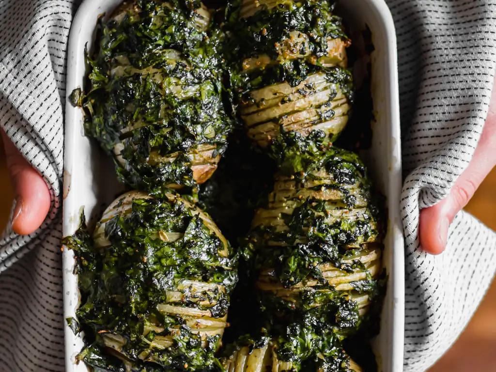 hasselback potatoes aux épinards et parmesan