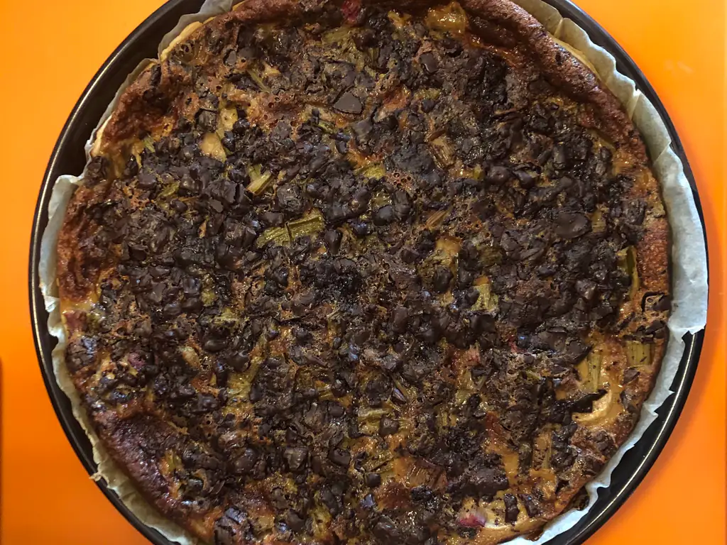 tarte rhubarbe banane chocolat