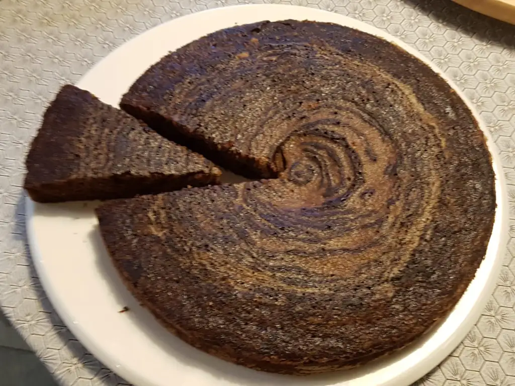 gateau zébré pomme - chocolat