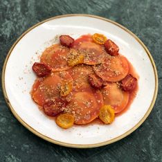 Tortelli aux trois tomates, ricotta séchée et cardamone de Laïa