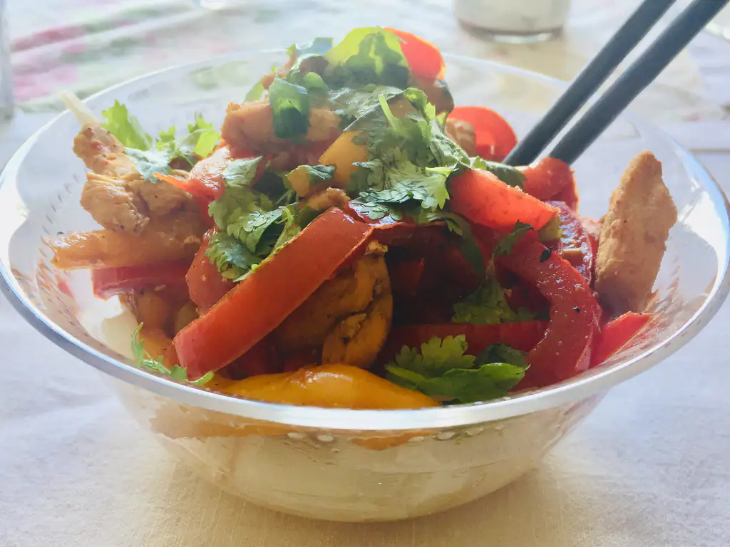 wok poivron et dinde