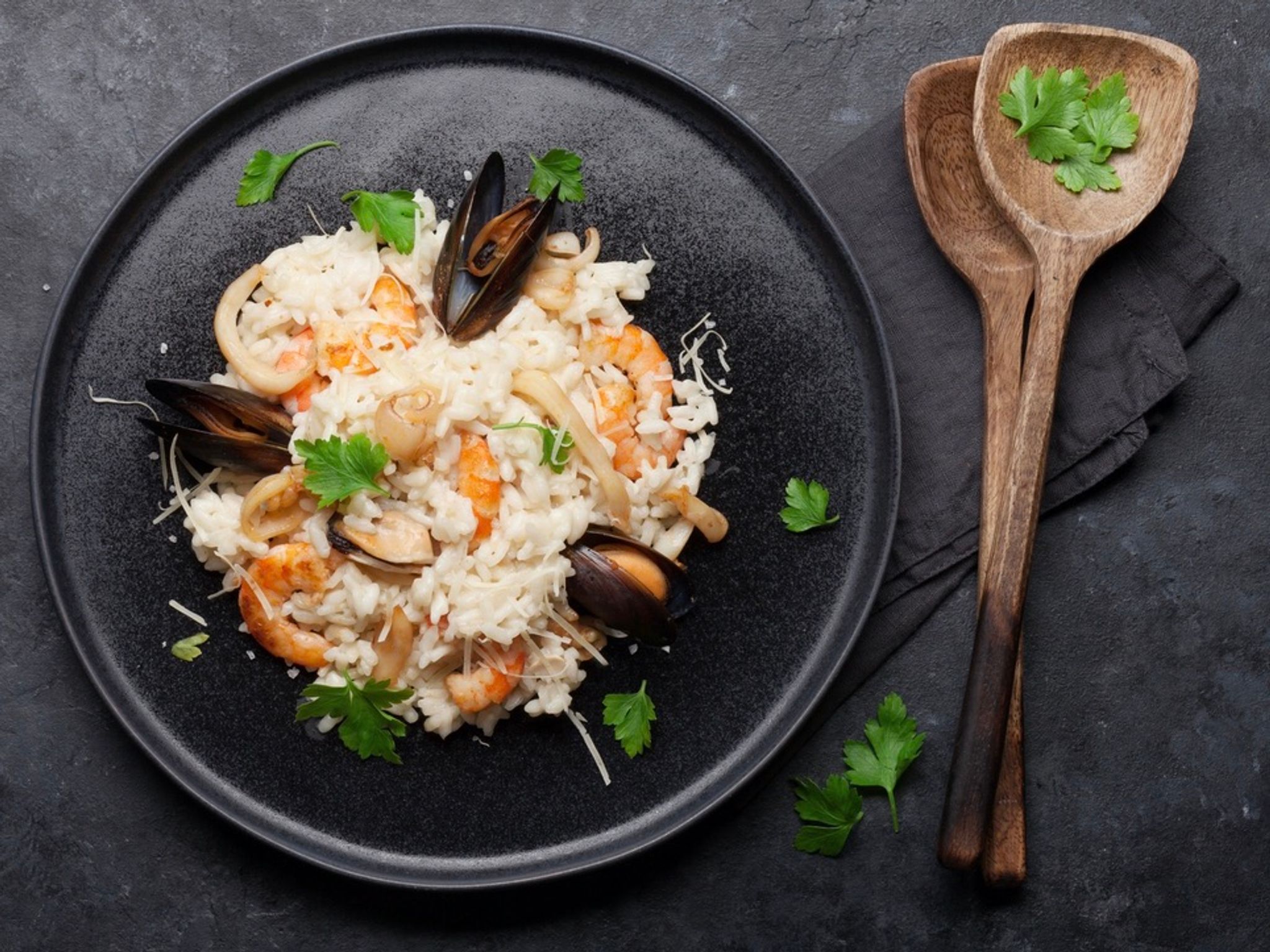 risotto aux fruits de mer Recette de risotto aux fruits de mer Marmiton