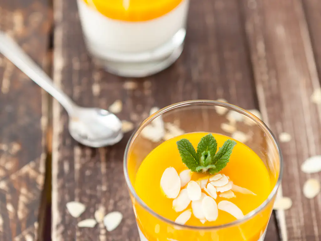 panna cotta vegan, noix de coco et mangue