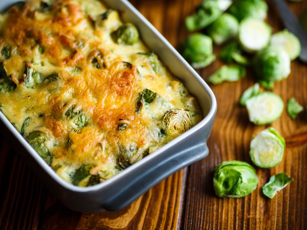 Gratin de choux de Bruxelles aux gésiers de canard : Recette de Gratin